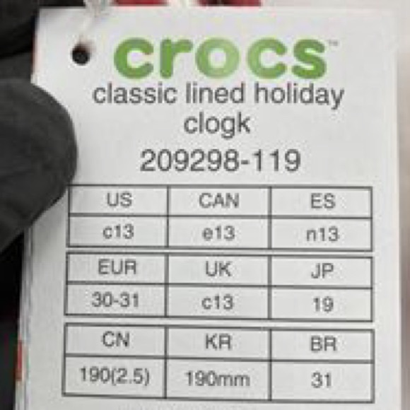 Crocs Kids C13 Glitter Peppermint Fuzzy Lined Clogs | NWT - Picture 4 of 4